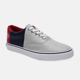 U S Polo Assn Men Grey Colourblocked PU Sneakers-image-26