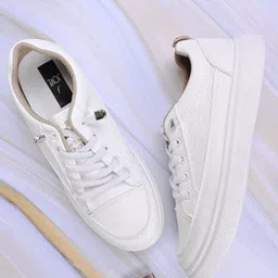 Jove Women Textured Lightweight Comfort Insole Sneakers-40