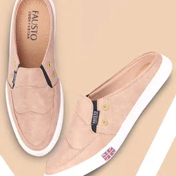 FAUSTO Men Beige Printed PU Slip-On Lightweight Sneakers-6