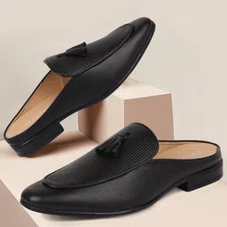 FAUSTO Men Black Leather Slip-On Lightweight Sneakers-image-68