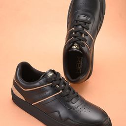 HRX by Hrithik Roshan Women Black & Gold Perforations Comfort Insole Lightweight Sneakers-25