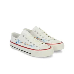 CROWCIA LONDON Women Printed Round Toe Lightweight Canvas Sneakers-picture-12