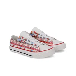 CROWCIA LONDON Women Printed Lightweight Canvas Sneakers-image-94