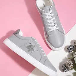 DressBerry Women Grey Solid Sneakers-image-36