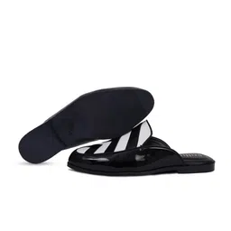 GRIFFIN Men Black Colourblocked Patent Leather Mules-image-39