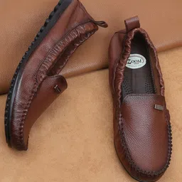 Zoom Shoes Women Round Toe Lightweight Leather Loafers-image-81