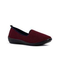 Khadims Women Red Woven Design Slip-On Sneakers-11