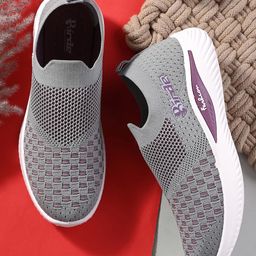 BIRDE Women Woven Design Comfort Insole Mesh Contrast Sole Slip-On Sneakers-41