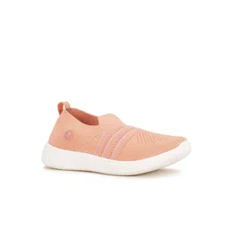 Bubblegummers Girls Peach-Coloured Woven Design Slip-On Sneakers-picture-33