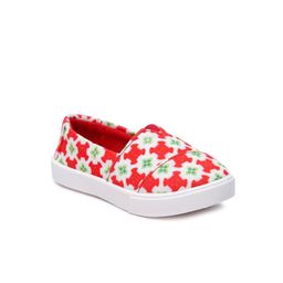 YK Girls Printed Canvas Contrast Sole Slip-On Sneakers-39