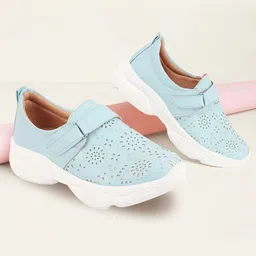 FAUSTO Women Textured Laser-Cut Detail Lightweight Slip-On Sneakers-image-58