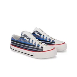 CROWCIA LONDON Women Striped Lightweight Canvas Sneakers-picture-58