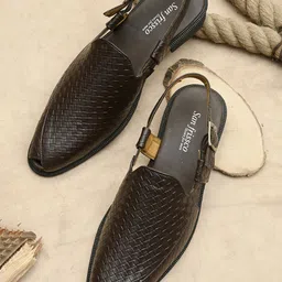 San Frissco Men Brown Faux Leather Casual Mules-image-92