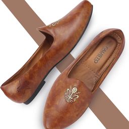 FAUSTO Men Embroidered Slip-On Lightweight Mojaris-image-97