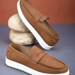 Mast & Harbour Men Tan Brown Round Toe Memory Foam Slip-On Sneakers image 1