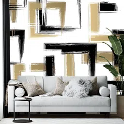 British Terminal White & Black Abstract Printed Wallpaper-picture-18