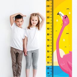 WENS Kids Yellow and Pink Flamingo Height Chart Vinyl Wall Sticker-18