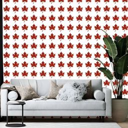 British Terminal White & Red Abstract Printed Wallpaper-18