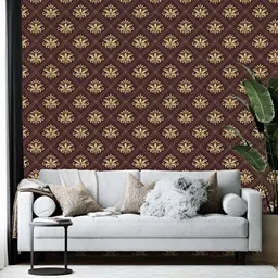 British Terminal Maroon & Beige Abstract Printed Wallpaper-28