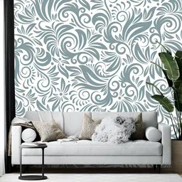 British Terminal White & Grey Floral Printed Self-Adhesive Wallpaper-24