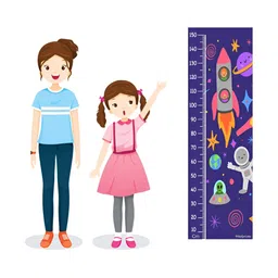 WENS Blue & Pink Touch The Sky Printed Height Chart Wall Sticker-30