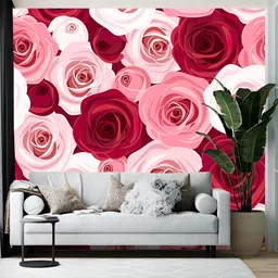 British Terminal Red & Pink Floral Printed Self Adhesive Wallpaper-image-82