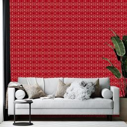 British Terminal Red & White Abstract Printed Self-Adhesive Wallpaper-16