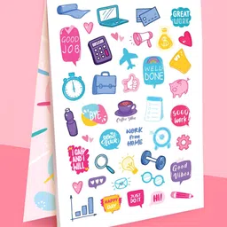 Doodle Pink & White A5 10 Pages Sticker Book-image-3
