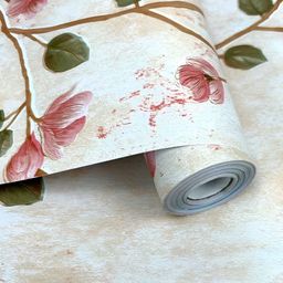 Aura Cream Colored & Red  3D Floral Printed Self Adhesive Wall Sticker-4