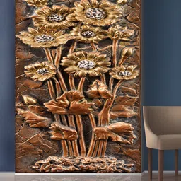 999Store Gold-Toned Flowers & Leaves Mural Wallpaper-image-59
