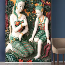 999Store Green Forest & Sitting Ladys Mural Wallpaper-image-65