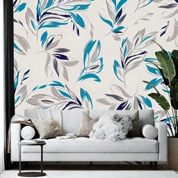 British Terminal Off-White & Blue Abstract Printed Wallpaper-12