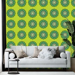 British Terminal Green   Ethnic Motif Printed Multipurpose Use Wallpaper-image-92