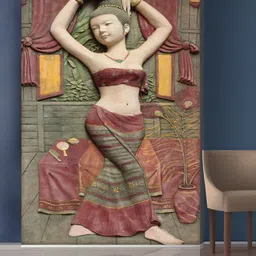 999Store Maroon & Grey Self-Adhesive Beautiful Dancing Lady Mural Wallpaper-picture-26