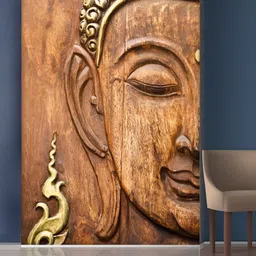 999Store Brown Half Buddha Face Mural Wallpaper-image-5