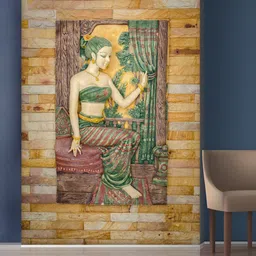 999Store Yellow Sitting Lady Mural Wallpaper-image-66