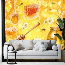 British Terminal Yellow Abstract Printed Wall Paper-30
