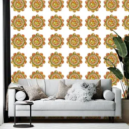 British Terminal White & Yellow Abstract Printed Wallpaper-image-44