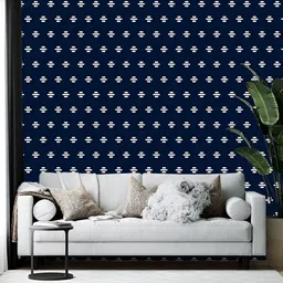 British Terminal Navy Blue & White Abstract Printed Self-Adhesive Wallpaper-14