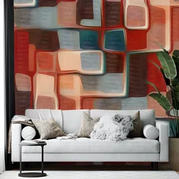 British Terminal Brown & Blue Abstract Printed Self-Adhesive Wallpaper-13