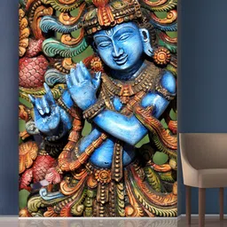 999Store Blue Dancing Lord Krishan Mural Wallpaper-image-82