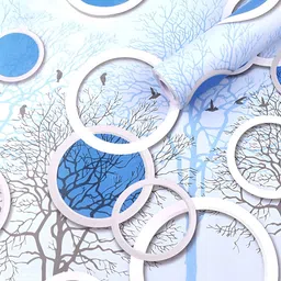 Aura White & Blue 3D Printed Self Adhesive Wall Sticker-19