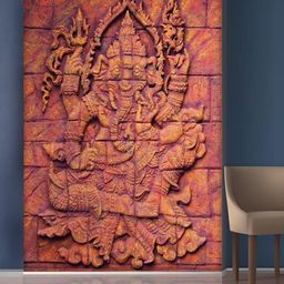 999Store Red Stones Wall & Lord Ganesha Mural Wallpaper-image-57