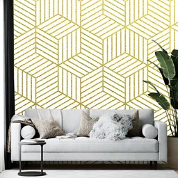 British Terminal White & Yellow Abstract Printed Self-Adhesive Wallpaper-59