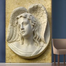 999Store Off-White & Beige Angel Face Self-Adhesive Mural Wallpaper-8