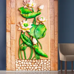 999Store Beige & Pink Flowers & Green Leaves Mural Wallpaper-image-23