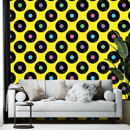 British Terminal Yellow & Black Printed Self-Adhesive Wallpaper-57