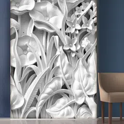 999Store White Flowers and Leaves Mural Self-Adhesive Wallpaper-image-36
