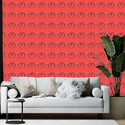 British Terminal Red & Black Printed Self-Adhesive Wallpaper-38