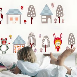 Asian royal Blue & Red Printed Self Adhesive Wall Sticker-image-94